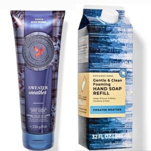 Bath & Body Works Sweater Weather Hand Soap Refill & Body Cream Set NEW